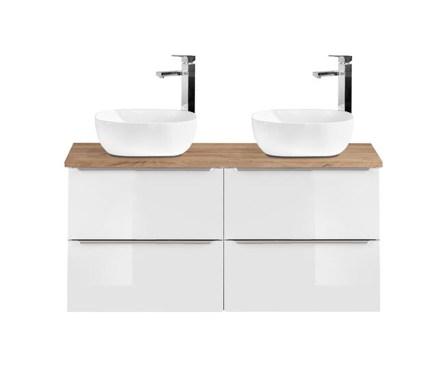 Mueble doble lavabo 120 cm april blanco y madera