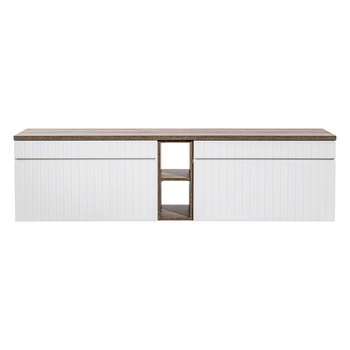 Mueble bajo lavabo 180 cm 2 nichos zelie blanco y madera