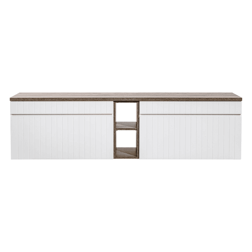 Móvel de toucador Zelie Branco e Madeira 180cm 2 nichos