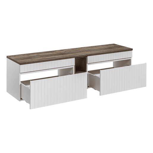 Móvel de toucador Zelie Branco e Madeira 180cm 2 nichos