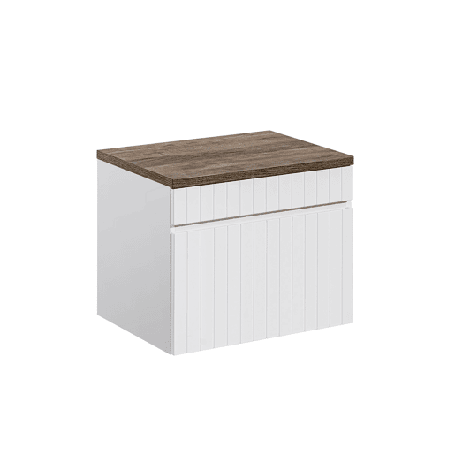 Móvel de toucador Zelie branco e madeira 60cm com tampo