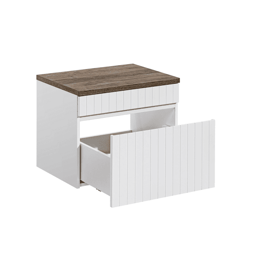 Móvel de toucador Zelie branco e madeira 60cm com tampo