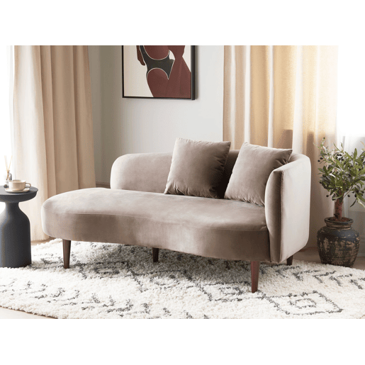 Chaise longue à direita CHAUMONT Veludo Taupe