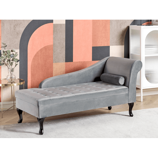 Beliani Chaise longue à direita Veludo PESSAC