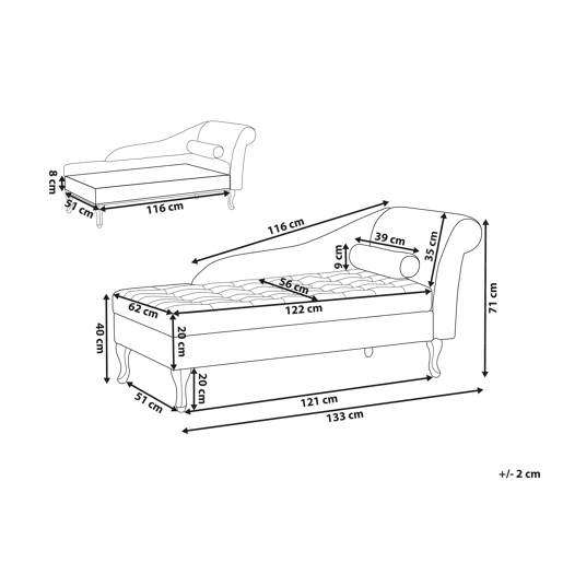 Beliani Chaise longue à direita Veludo PESSAC