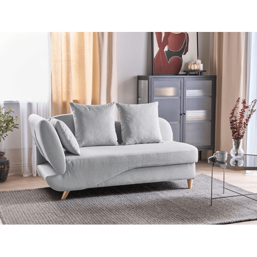 Beliani Chaise longue à esquerda Linho sintético MERI Beliani Chaise longue à esquerda Linho sintético MERI