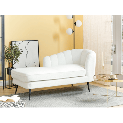 Chaise longue à direita ALLIER Bouclé Branco creme