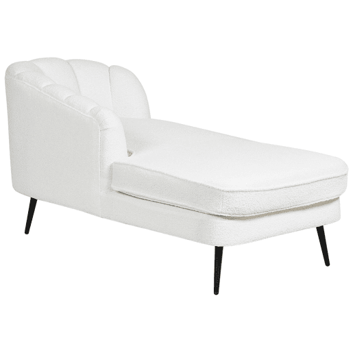 Chaise longue à direita ALLIER Bouclé Branco creme