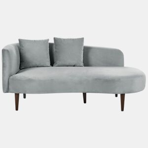 Chaise longue à esquerda CHAUMONT Veludo Cinzento claro