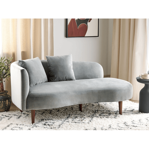 Chaise longue à esquerda CHAUMONT Veludo Cinzento claro Chaise longue à esquerda CHAUMONT Veludo Cinzento claro