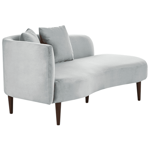 Chaise longue à esquerda CHAUMONT Veludo Cinzento claro Chaise longue à esquerda CHAUMONT Veludo Cinzento claro