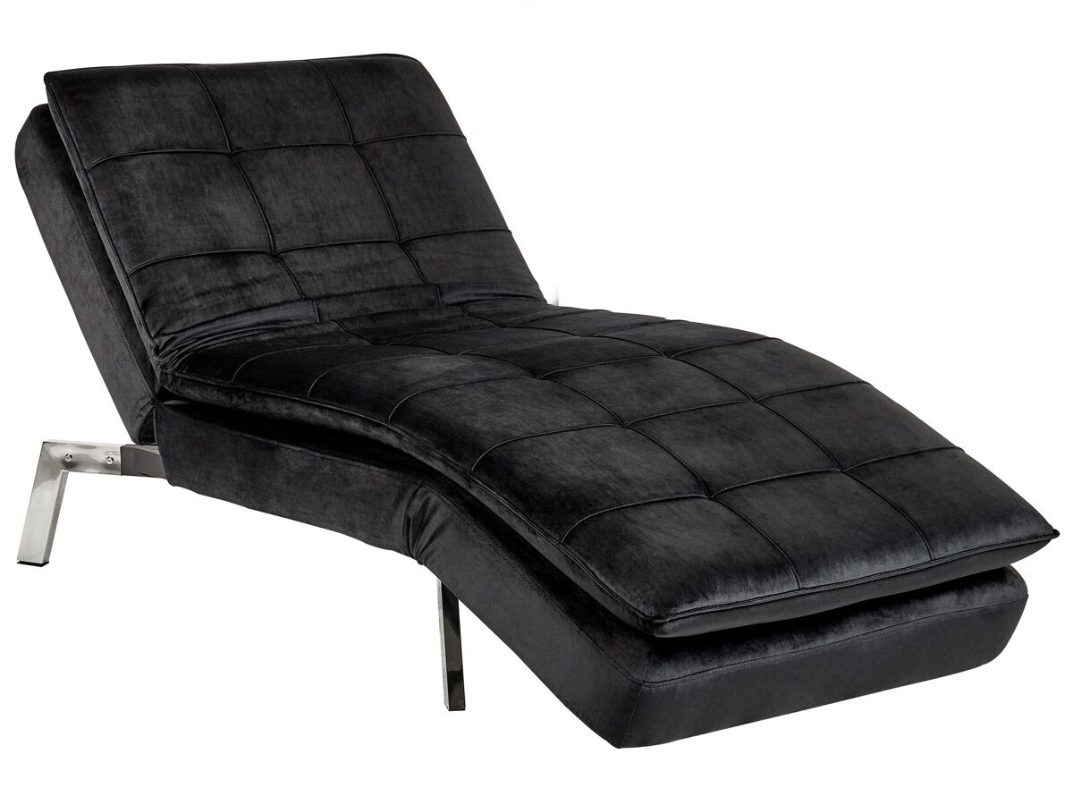 Beliani Chaise longue Terciopelo LOIRET Negro