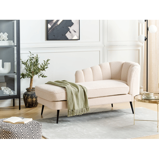 Chaise longue à direita ALLIER Bouclé Creme claro