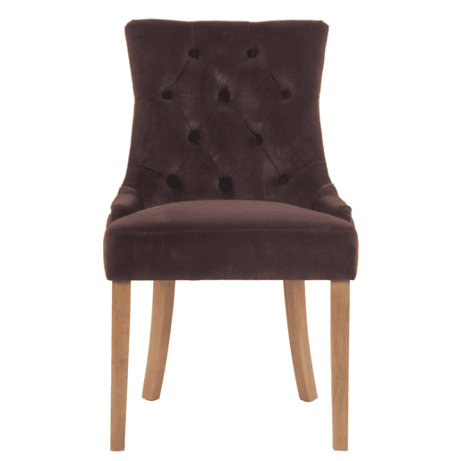 Juego de 4 sillas de comedor Aberdeen en terciopelo Marrón 58X55X92 cm