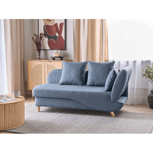 Beliani Chaise longue à direita Linho sintético MERI Beliani Chaise longue à direita Linho sintético MERI