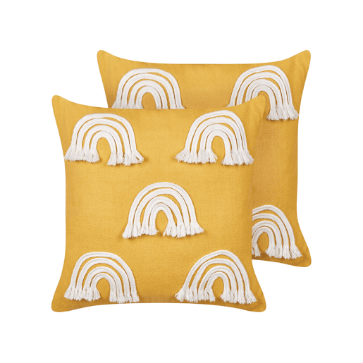 Conjunto de 2 almofadas decorativas LEEA Algodão 45 x 45 cm Amarelo