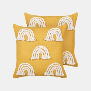 Conjunto de 2 almofadas decorativas LEEA Algodão 45 x 45 cm Amarelo