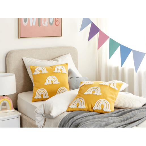 Conjunto de 2 almofadas decorativas LEEA Algodão 45 x 45 cm Amarelo