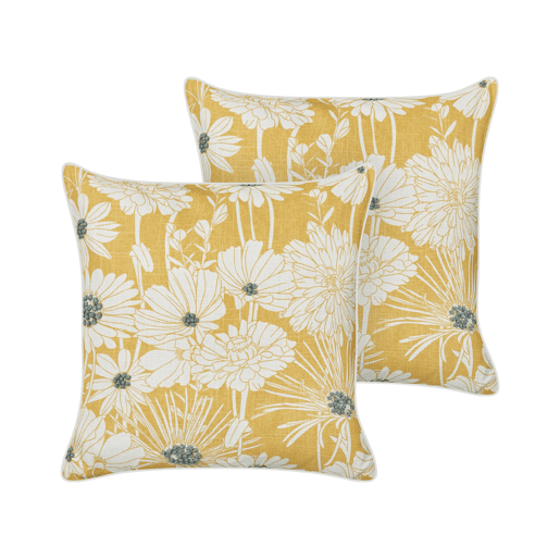 Conjunto de 2 almofadas decorativas SCIRPUS Algodão 45 x 45 cm Amarelo Padrão floral