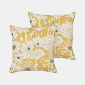 Conjunto de 2 almofadas decorativas SCIRPUS Algodão 45 x 45 cm Amarelo Padrão floral