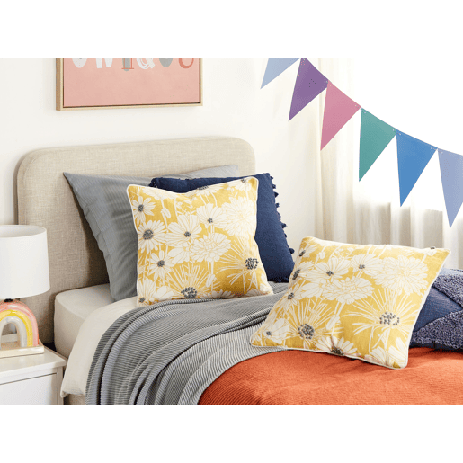 Conjunto de 2 almofadas decorativas SCIRPUS Algodão 45 x 45 cm Amarelo Padrão floral