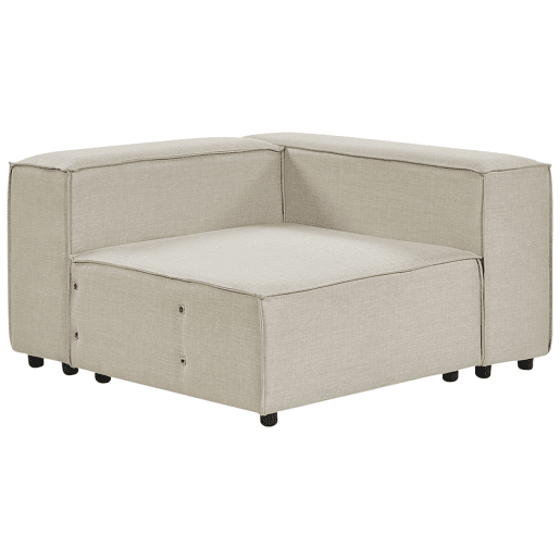 Sofá de canto modular APRICA Linho sintético Creme com repousa-pés 2 lugares à direita