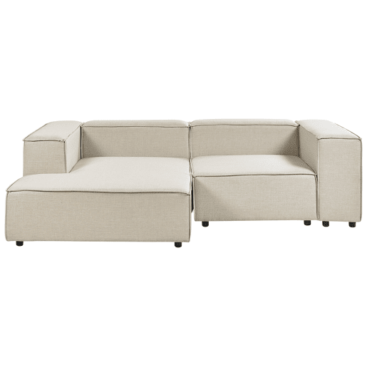 Sofá de canto modular APRICA Linho sintético Creme 2 lugares à direita