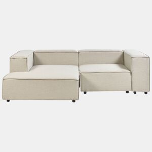 Sofá de canto modular APRICA Linho sintético Creme 2 lugares à direita