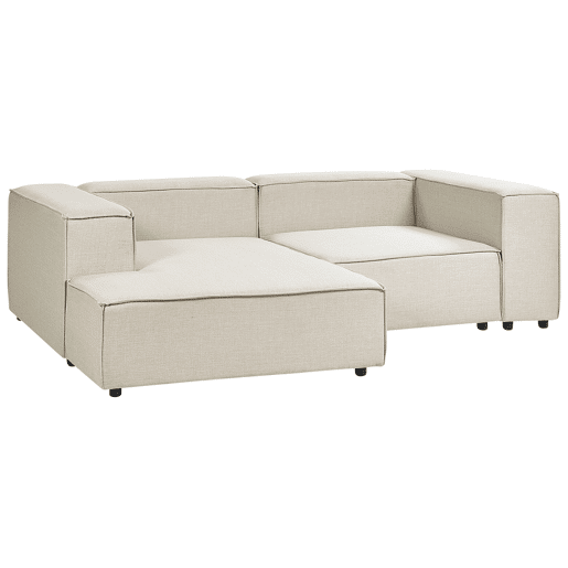 Sofá de canto modular APRICA Linho sintético Creme 2 lugares à direita