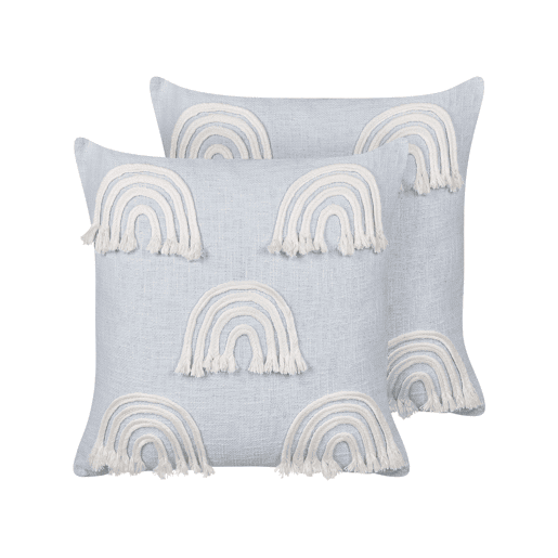 Conjunto de 2 almofadas decorativas LEEA Algodão 45 x 45 cm Azul claro