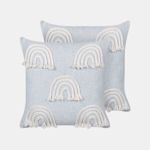 Conjunto de 2 almofadas decorativas LEEA Algodão 45 x 45 cm Azul claro