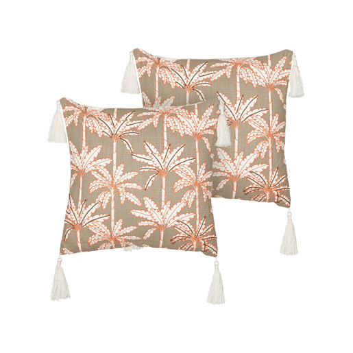 Conjunto de 2 almofadas decorativas MELOBESIA Algodão 45 x 45 cm Multicolor Padrão de plantas