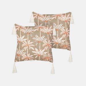 Conjunto de 2 almofadas decorativas MELOBESIA Algodão 45 x 45 cm Multicolor Padrão de plantas