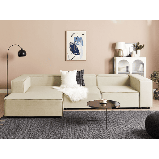 Chaise longue APRICA Linho sintético Creme