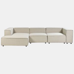 Sofá de canto modular APRICA Linho sintético Creme 3 lugares à direita
