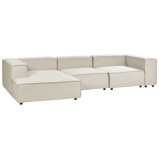 Sofá de canto modular APRICA Linho sintético Creme 3 lugares à direita