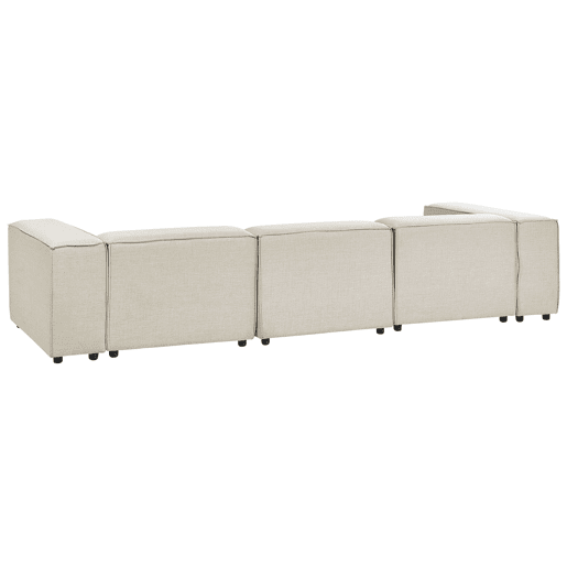 Sofá de canto modular APRICA Linho sintético Creme 3 lugares à direita
