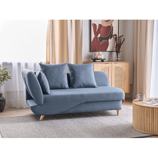 Beliani Chaise longue à esquerda Linho sintético MERI Beliani Chaise longue à esquerda Linho sintético MERI