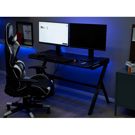 Secretária de jogos DANVERS Preto 120 cm 60 cm LED RGB