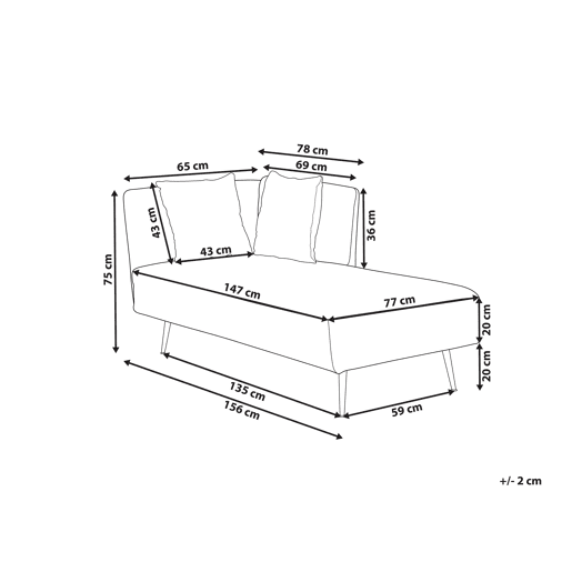 Beliani Chaise longue à esquerda Bouclé RIOM Beliani Chaise longue à esquerda Bouclé RIOM