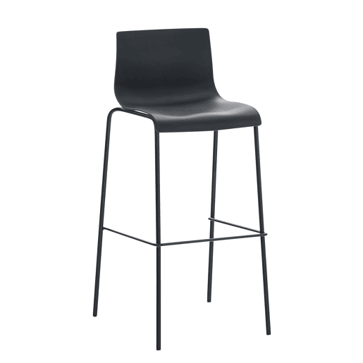 Taburete de Bar Hover de Plástico Base de 4 Patas Negro 48X43X100 cm