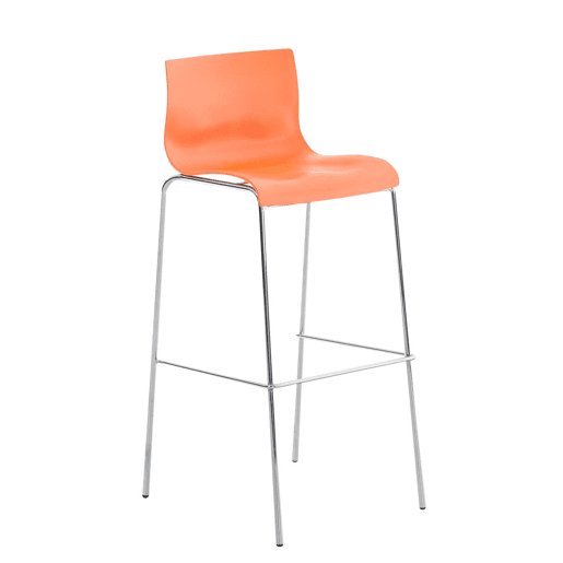 Taburete de Bar Hover de Plástico Base de 4 Patas Naranja 48X43X100 cm