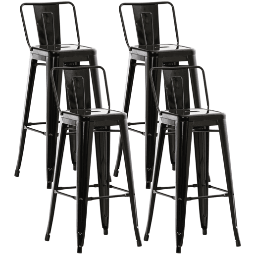 Juego de 4 taburetes de bar Mason Metal Negro 43X44X96 cm