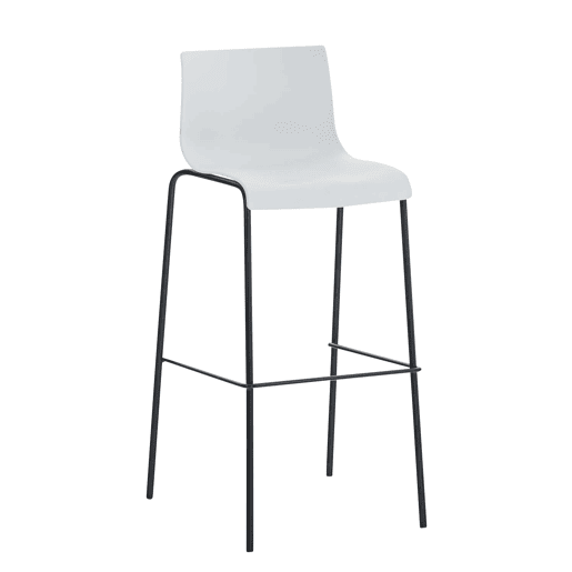 Taburete de Bar Hover de Plástico Base de 4 Patas Blanco 48X43X100 cm