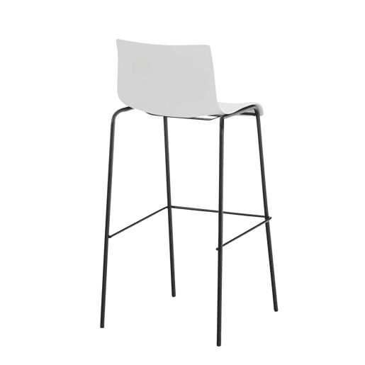 Taburete de Bar Hover de Plástico Base de 4 Patas Blanco 48X43X100 cm