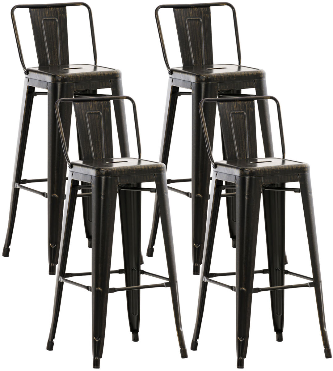 Set de 4 taburetes mason metálicos 43x44x96 cm