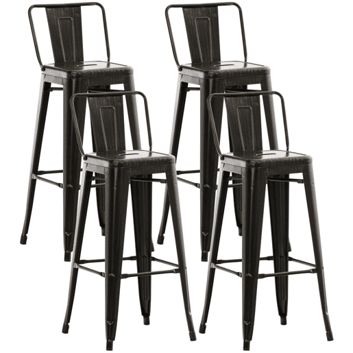 Juego de 4 taburetes de bar Mason Metal Negro-dorado 43X44X96 cm