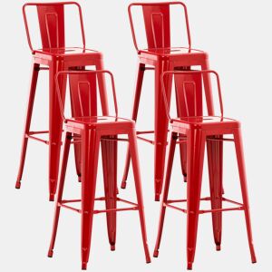 Juego de 4 taburetes de bar Mason Metal Rojo 43X44X96 cm