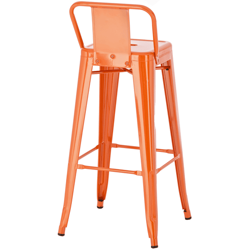 Juego de 4 taburetes de bar Mason Metal Naranja 43X44X96 cm Juego de 4 taburetes de bar Mason Metal Naranja 43X44X96 cm