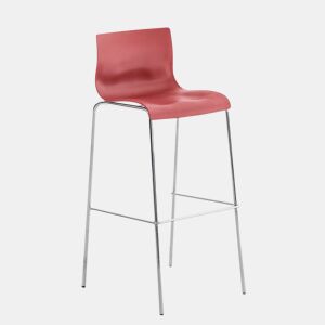 Taburete de Bar Hover de Plástico Base de 4 Patas Rojo 48X43X100 cm